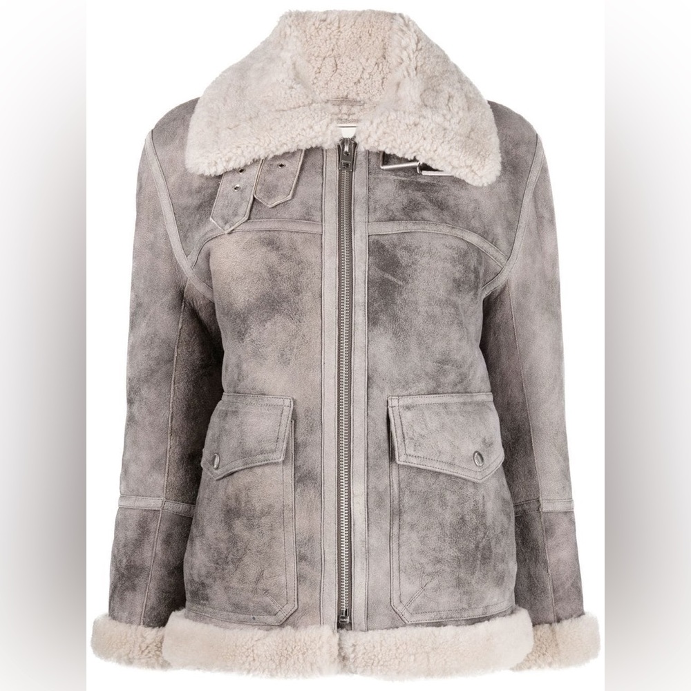 Zadig & Voltaire Shearling-Collar Zipped Jacket